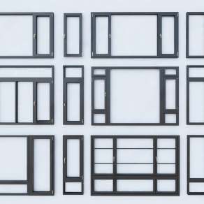现代推拉窗3D模型下载
